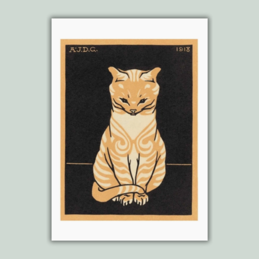 Sitting Cat by Julie De Graag Vintage Print - A3