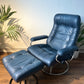 Erkones Stressless 1970s Leather Armchair & Foot Rest