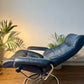 Erkones Stressless 1970s Leather Armchair & Foot Rest