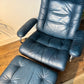 Erkones Stressless 1970s Leather Armchair & Foot Rest