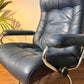 Erkones Stressless 1970s Leather Armchair & Foot Rest