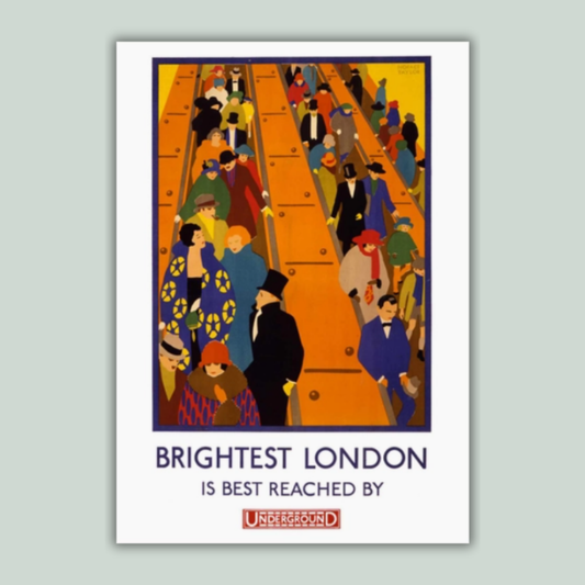 London Underground Escalator Vintage Print - A3