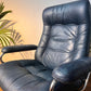 Erkones Stressless 1970s Leather Armchair & Foot Rest